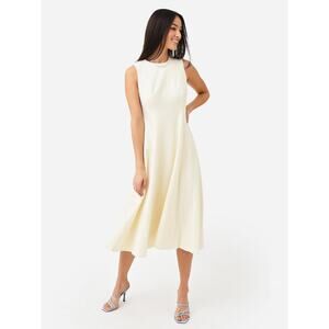Vince A-Line Sleeveless Midi Dress Paneled Minimal Cozy Brushed Cotton Blend 4